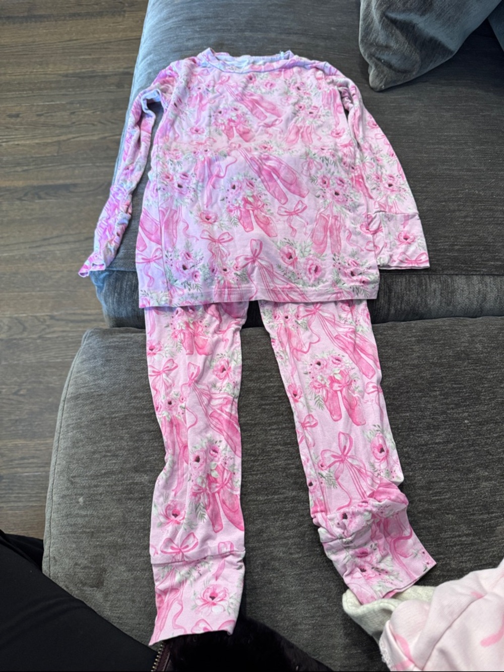 Girls Pink Ballet Slipper PJ Set - Long Sleeve Top & Pants